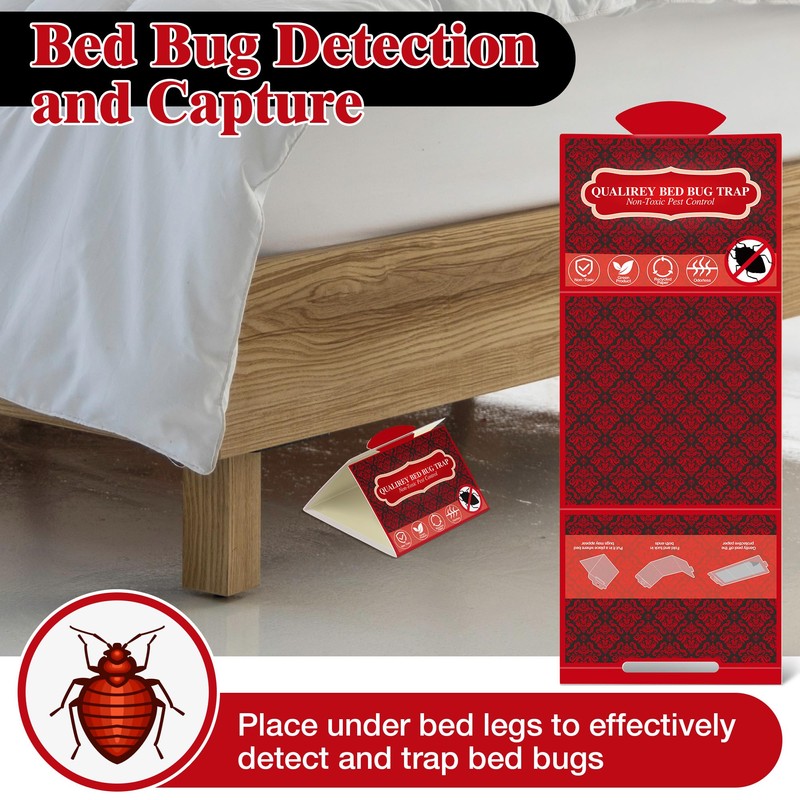 Qualirey 24 Pack Bed Bug Traps, Non Toxic Bedbug Detector