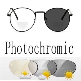 Naikomly Photochromic Gray Bifocal Reading Glasses +2.50 Magnification Bifocal Sunglasses Transition Bifocal Readers Eyeglasses