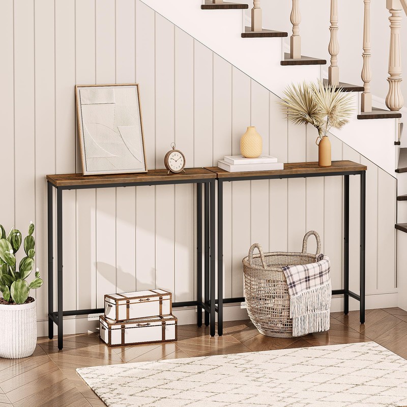 HOOBRO Narrow Console Table, 29.5" Small Entryway Table, Thin Sofa