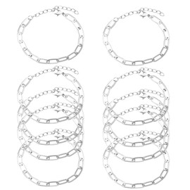10pcs Chain Bracelets Kit Alloy Link with Lobster Clasps for Christmas DIY Women Jewelry Findings Bracelet Making (Silver)