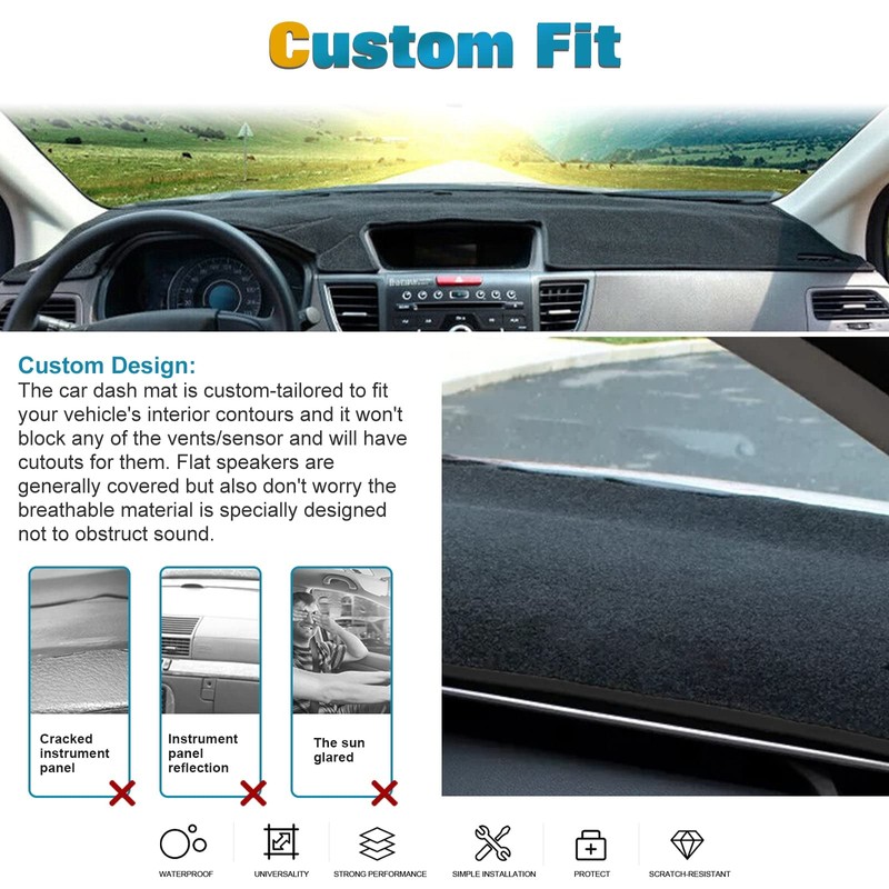 Xotic Tech Center Console Dashboard Mat Pre-Cut Non-Slip Sunshield Sun