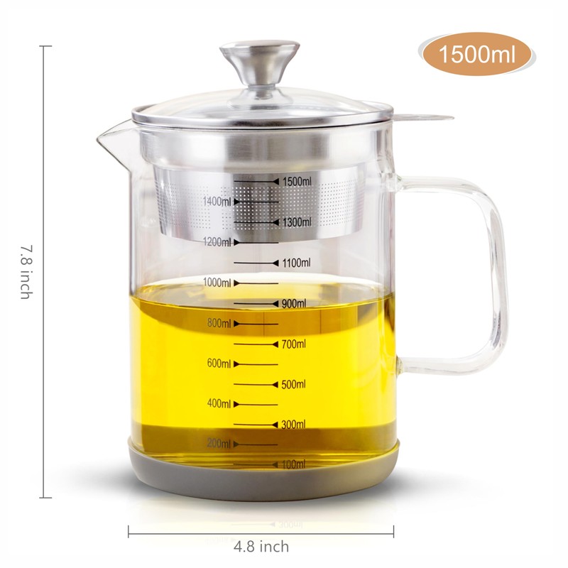 Abdodar 50oz Glass Oil Strainer Container with Fine Mesh Strainer