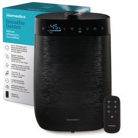 Homedics Deluxe Ultrasonic Humidifier for Large Rooms, Warm or Cool Mist, UV-C Technology, 1.5-Gallon Top Fill Tank, Smart Digital Programmable Humidistat, Home Dry Air Relief, Aromatherapy
