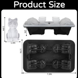 3D Cat Ice Cube Tray Mold for Freezer,BOBORedjia Leak-proof Silicone Ice Cube Mold for Fun and Durable Ice Cubes, Perfect Fun Gift for Cat Lovers to Enjoy Cocktails, Bourbon,Brandy