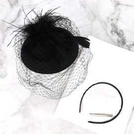 Padorul Black Fascinator Hat - Fascinators Hair Clips Headband for Women Wedding Dressing Tea Party Accessories