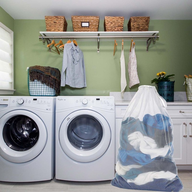Mesh Laundry Bag With Drawstring For Delicates, Washing Machine,Traveling,College,Dirty Clothes/Net