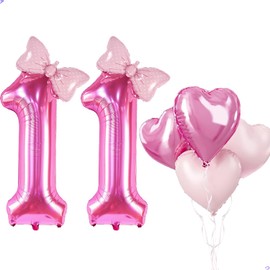 HotPink Bow Balloons (Number 11)