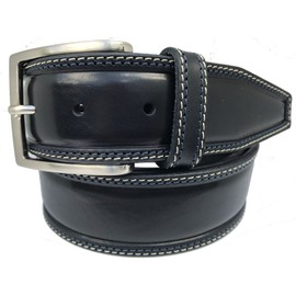 MENS BELT DARKEST NAVY BLUE 100% ITALIAN FULL GRAIN SINGLE SKIN HIDE LEATHER BELT DOUBLE STITCHED 40MM (LARGE 36-38 INCHES)