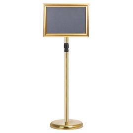 PATIKIL 11.7"x8.3" Adjustable Poster Sign Stand, Rotatable Sign Holder Stand Business Advertising Menu Guide Holder with Base A4 Frame Floor Standing Display Stand Straight Corner, Golden