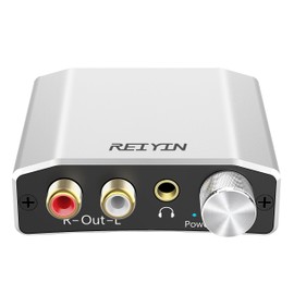 REIYIN DA-01 High Performance 192kHz 24bit DAC Digital (Optical & Coaxial) to Analog (RCA) Toslink/Coaxial to RCA/AUX Audio Converter, DA Converter, Head Amplifier, 3.5mm Jack with Volume Adjustment