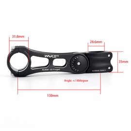 BESNIN Bike Stem Adjustable 0-90 Degree MTB Stem for 25.4/31.8mm Handlebar, 130mm Stem Length, Aluminum Alloy Handlebar Stem for Mountain Bike, Road Bike, BMX, Cycling