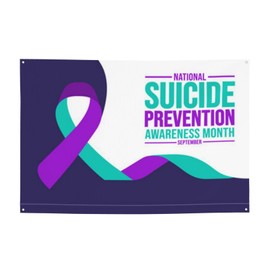 Suicide Prevention Awareness Month Purple Ribbon Banner 47x71in Decorations Porch Yard Signs Tapestry Backdrops Party Decor Supplies Background Flag