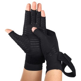 H HOME-MART Copper Arthritis Compression Gloves with Adjustable Wrist Strap,Carpal Tunnel,Computer Typing,Support for Men & Women (Large/X-Large (1-Pair))