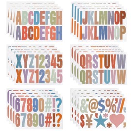 Maxqzin 384Pcs 24 Sheets Letter Stickers Alphabet Stickers Self Adhesive Letters Stickers Vinyl Letter Stickers Alphabet Number Stickers for Bulletin Board Classroom Home Window Door Decoration