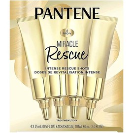 Pantene Hair Mask for Dry Damaged Hair, Deeply Moisturizing and Weightless, Miracle Intense Rescue Shots, Paraben Free, 4ct, 2.0 oz