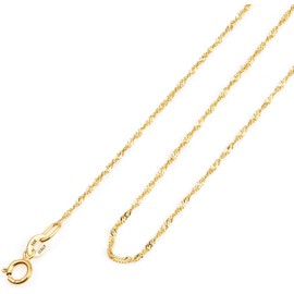 Amberta Cadena en Oro de 14 Quilates para Mujer y Hombre Collar Fino Elegante Sólido Veneciano Barbado Singapur Delicado Gargantilla 40 45 50 cm