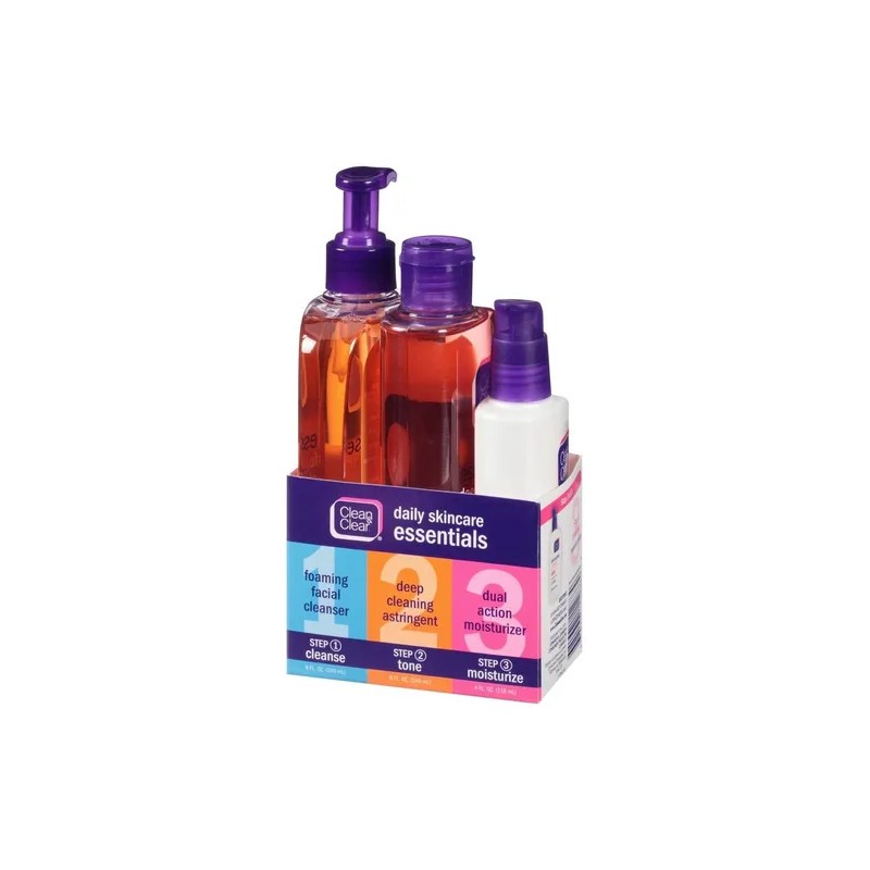 Clean Clear Skincare Essentials Skincare Kit, 3 Artículos