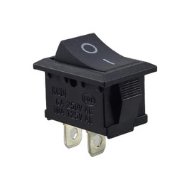 Mini Rocker Switch 19 x 13 mm, Rocker Switch, Device Switch, Rocker Switch 250V 6A 125V 10A AC, KCD1 (6V 9V 12V 24V 125V AC/DC) Black Rectangular 2-Pin On/Off