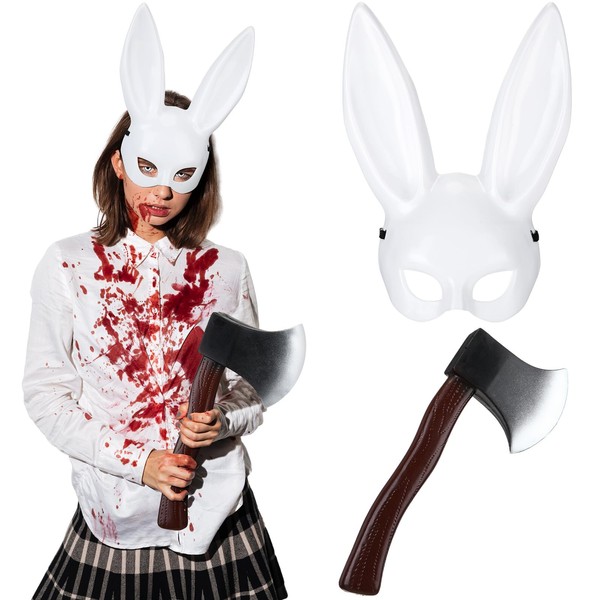 Breathffy 2 Pcs Halloween Costume Accessories Includes Bunny Mask Rabbit