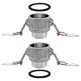 BITOTU 2PCS Type B Aluminum Global Cam and Groove Hose Fitting NPT B-200 2" Type B with 2 PCS Camlock Gasket Female Camlock with Male Threads (2 inch, Type B)