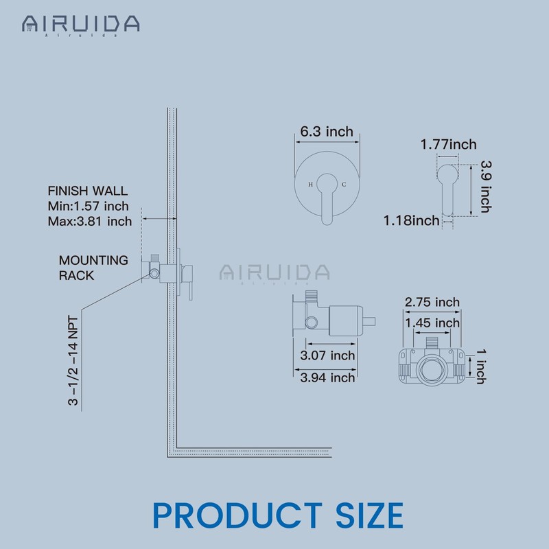 Airuida Round Single-Function Shower Handle Valve Trim Kit Shower Valves