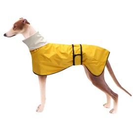 Greyhound Raincoat with Reflective Stripe, Waterproof, Adjustable Vest - Stylish Premium Dog Raincoats for Greyhounds, Lurchers and Whippets - Yellow - S