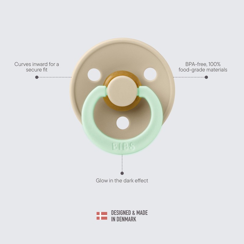 Bibs Colour Dummies, Pack of 2, Natural Rubber Danish Dummies