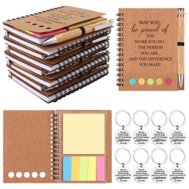 8 Sets Employee Appreciation Gifts Bulk for Coworkers Thank You Staff Gift Motivational Ballpoint Pens Inspirational Notebook Thank You Keychains Leaving Gifts for Colleagues Nurse Teacher Volunteer