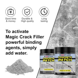GOODTAKE Concrete Repair, Concrete Patch for Repairing Spalls and Cracks in Concrete and Masonry, Cement Crack Filler & Floor Repair Cement - Interior/Exterior (Grey, 16 Ounce)