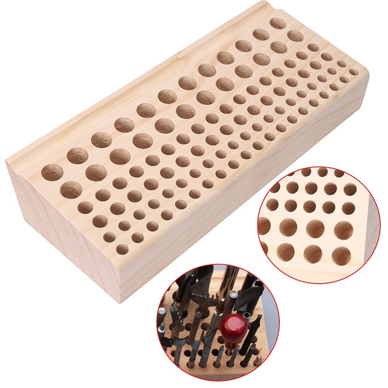 98 Holes Leathercraft Tool Storage Holder Wooden DIY Tool Rack,