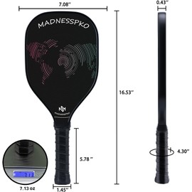 MadnessPKO Graphite Pickleball Paddles Set- Premium Rackets Fiber Face & Polymer Honeycomb Core Pickleball Set includes 2 Pickleball Paddles + 4 Pickleball Balls + 1 Bag (Black)