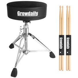 GrowDaily GrowDaily Drum Throne Seat,Adjustable Stool Drum Universal Thick Padded Drum Throne Drummer Stool with 2Pacs 5A Drumsticks