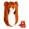 Caracterización Luna Peluca Asuka Langley Evangelion Cosplay Naranja Con Clips