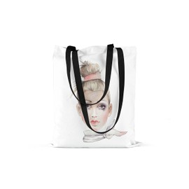 Le Jardin du Lin Printed Shopping Bag with Two Black Long Handles, Foldable Fabric Bag with Two Long Handles, Size: 48 x 55 cm