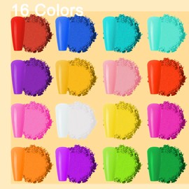 Joyeee Pigment for Nails, 16 Colours Nail Pigment Palette Includes 6 Sponge Sticks, Nail Pigment Powder Palette, Ombre Nail Powder for Nail Art, Manicure, DIY Accessories, C