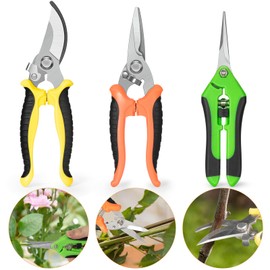 3 Pack Pruning Shears, Garden Shears, Pruning Shears For Gardening, Garden Scissors, Garden Clippers, Gardening Snips, Hand Pruner For Gardening With Stainless Steel Blades By GLVSAE