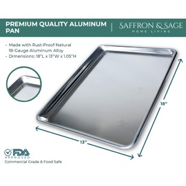 Commerical Quality Cookie Sheet Pan - 4 Pack Aluminum Half Sheet Baking Pan by Saffron & Sage Home Living - This 18x13 Baking Sheet Set is Rust & Warp Resistant, Heavy Duty, of Thick Gauge