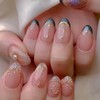 French Tip Press on Nails Short Oval Fake Nails with