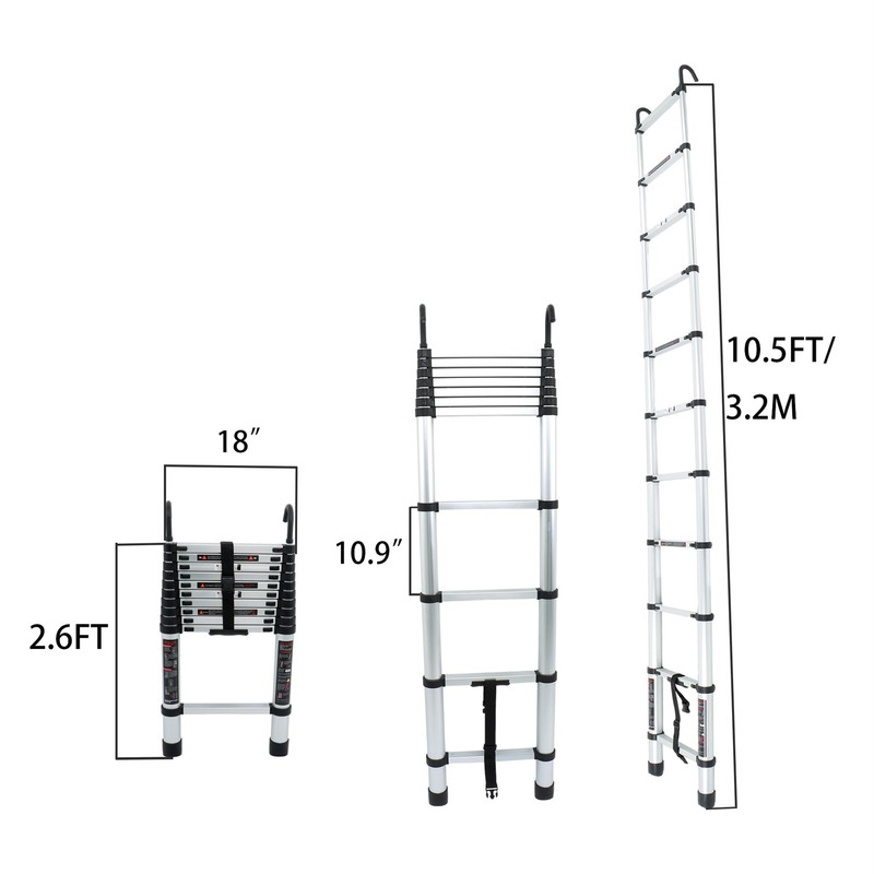 LiGuVCY Telescoping Extension Ladder 10.5 FT, Folding Telescopic Aluminum Ladders