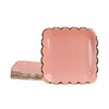 Geeklife Pastel Orange Paper Plates,9 in Square Gold Party Paper