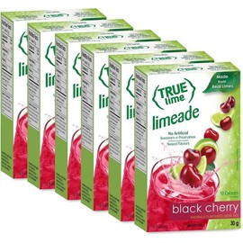 TRUE LIME Black Cherry Limeade Drink Mix (10 Packets) | Made from Real Limes | No Preservatives, No Artificial Sweeteners, Gluten Free | Water Flavor Packets & Water Enhancer with Stevia (6-Pack)