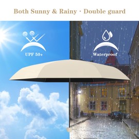 EEPLUYTY Six Bones Umbrella with UV Protection and Sun Protection for Outdoor Use Rain or Sunshine (Light Green)