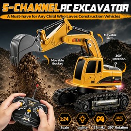 YongnKids 2 Pcs Large Rc Excavator Toy & Dump Truck for Kids Age 6+