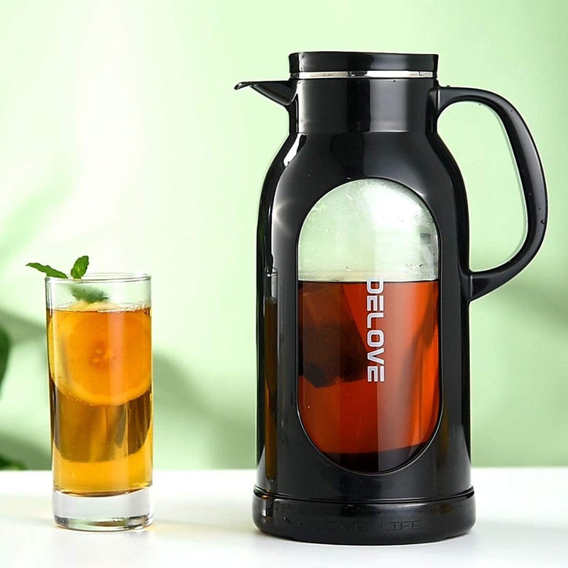 Delove 68 oz/2 Liter Glass Pitcher with Shatterproof Shell -