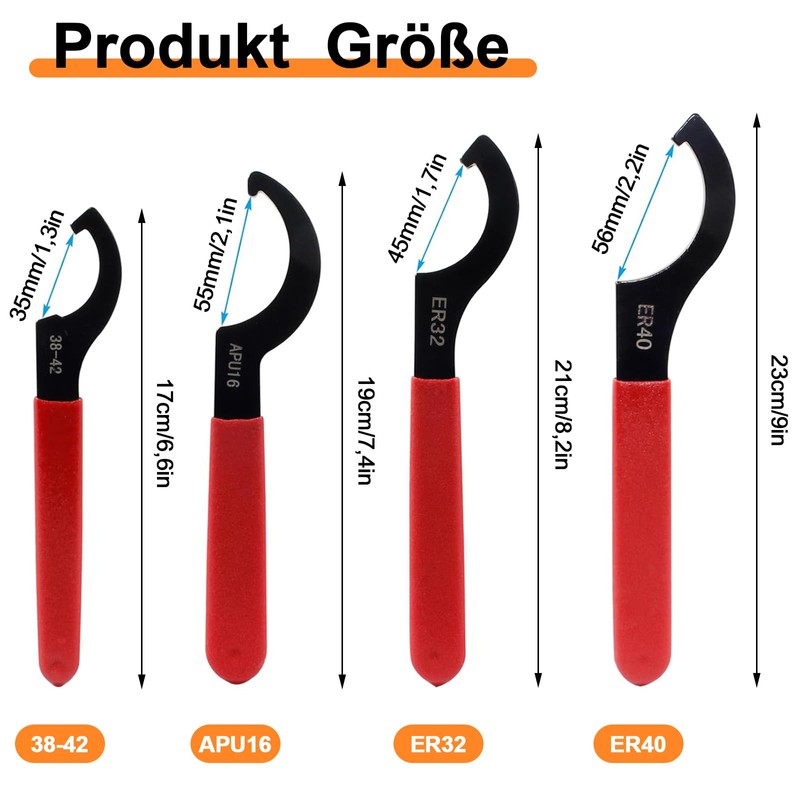 gvivej Thread Wrench, Pack of 4 Hook Key Tool, C