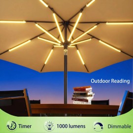 All Fortune Outdoor Patio Umbrella Lights, 1000 Lumens 15W Warm White LED, Waterproof wit...