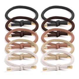 NIIIYTYB 10 PCS Knotted Hair Ties That Look Like Bracelets Twisty Boho Style Ponytail Holders Cute Gold Bracelet Tie for Women Stylish Bungee Elastic Hair Accessories for Everyday Use