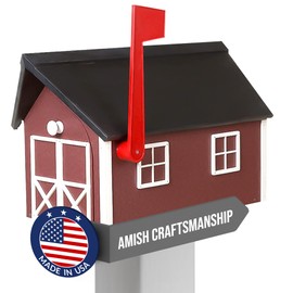 Peaceful Classics Poly Mailbox- Durable, Weather-Resistant Amish Craftsman Mailboxes for Outside Uses Like Front Yard and Road Side- Long-Lasting, Decorative, Modern Mailbox (Burgundy).