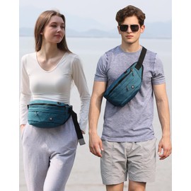 WATERFLY Fanny Pack for Men Women Water Resistant Large Hiking Waist Bag for Running Walking Traveling (Teal Blue New)