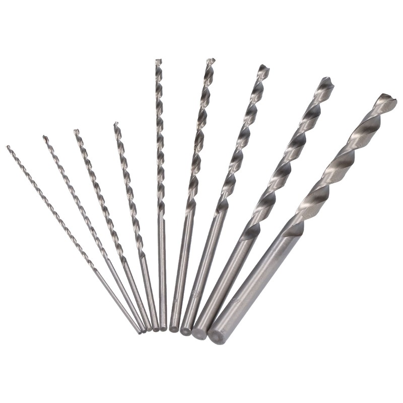 9Pcs Twist Drill Bit Extra Long High Speed Steel Drilling